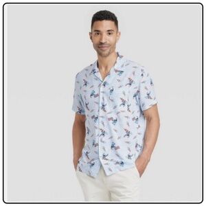 Disney Blue and Red Stitch Fourth of July men’s Casual Button Down Shirt.